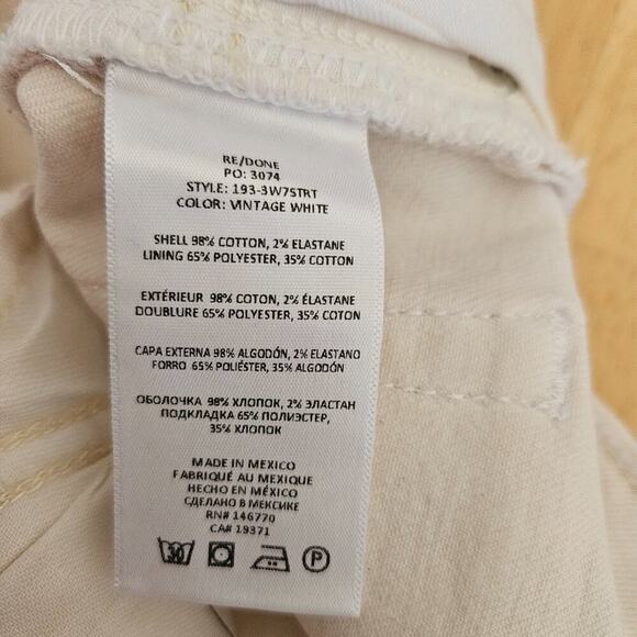 RE/DONE Originals 70's Straight Jean Vintage White - sz 26 NWT (FLAWS) - Picture 7 of 11